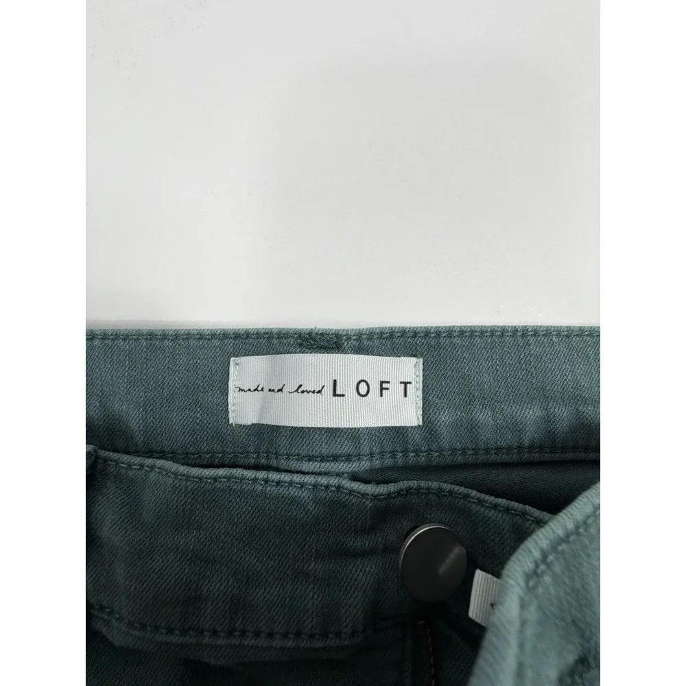 LOFT Modern Skinny Crop Jeans Womens 10 Green Teal Stretch Denim Pants - Picture 3 of 10